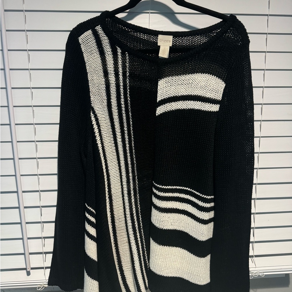 Chico's Monochrome Striped Sweater